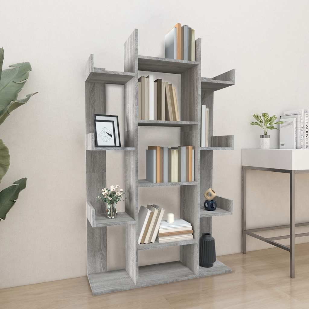 Walplus Engineered Wood Book Cabinet - Grey and Oak - 86 x 25.5 x 140 cm