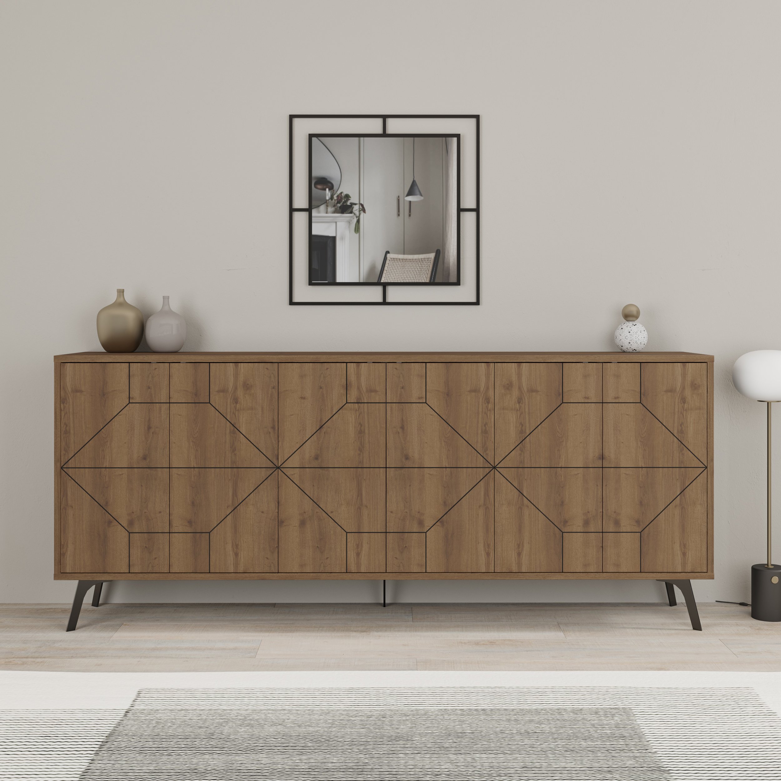 Decortie Dune 6 Sliding Door Sideboard - Dark Oak