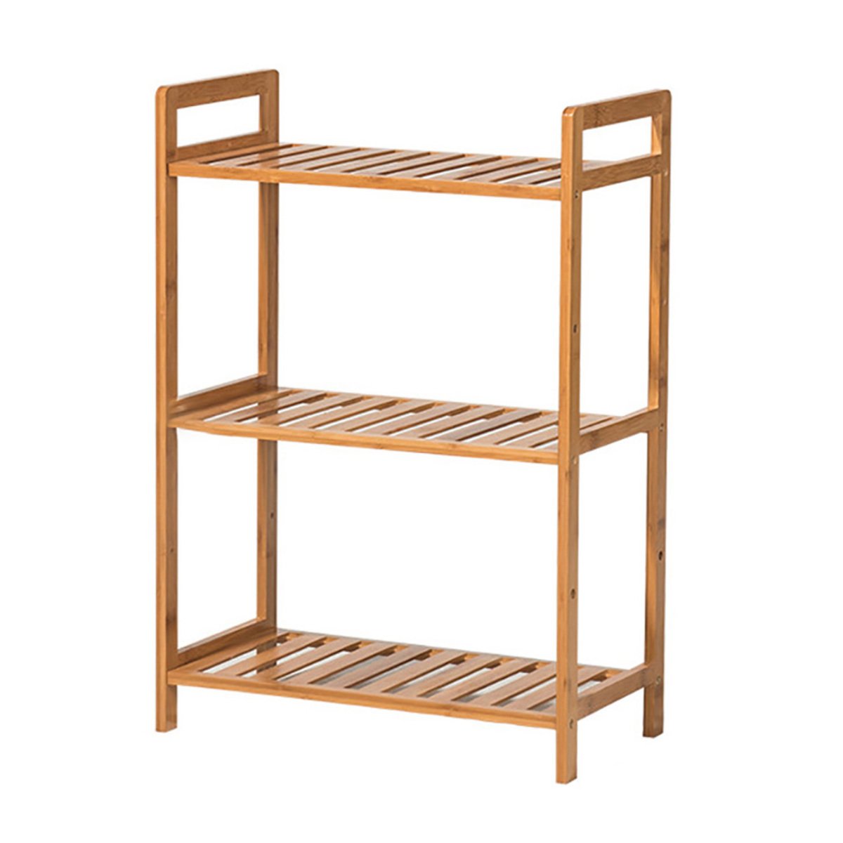 Living and Home 3-Tier 50cm Bamboo Slatted Standing Bookshelf Unit - Brown