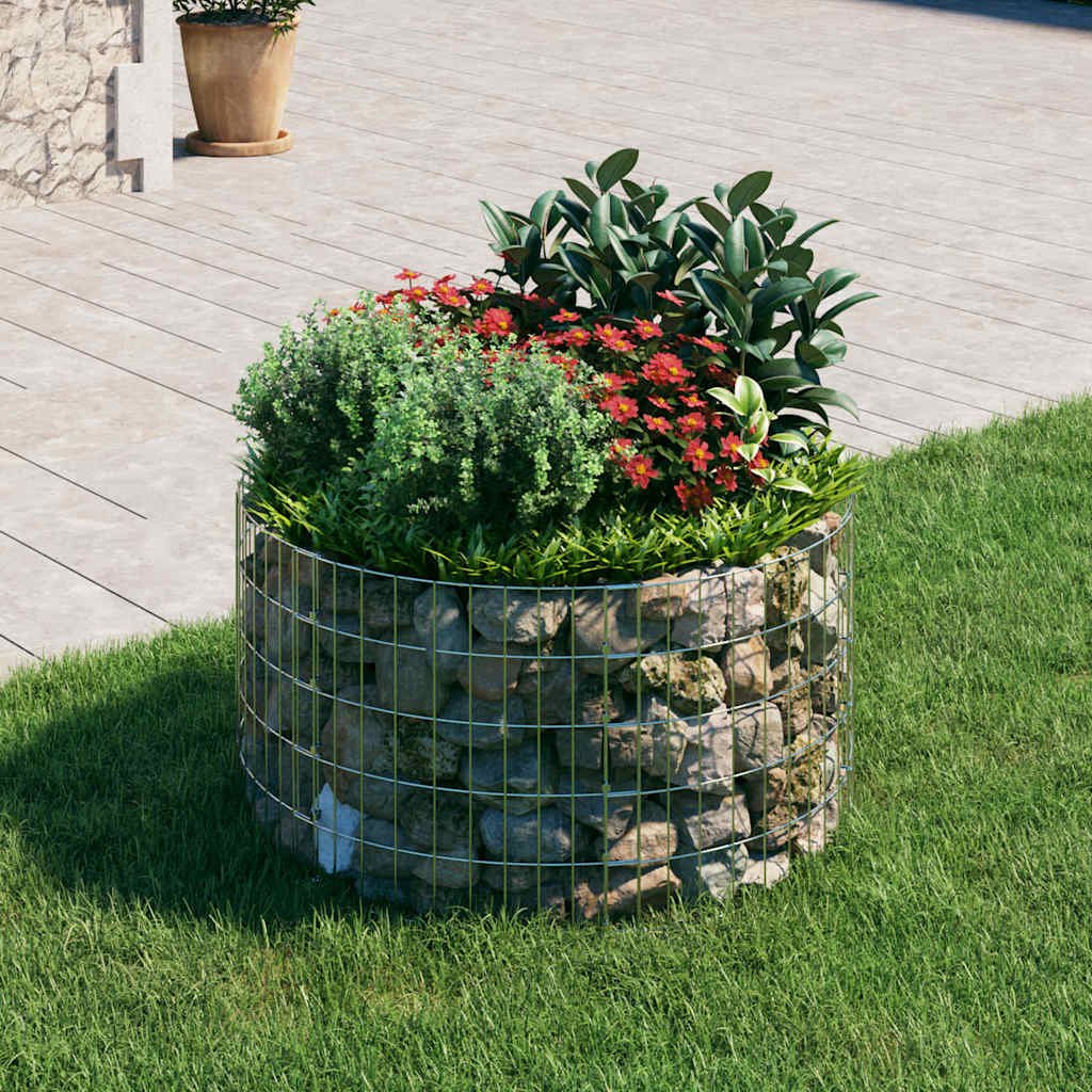 Walplus Galvanised Steel Circular Gabion Pole - Silver - 100 x 50 cm