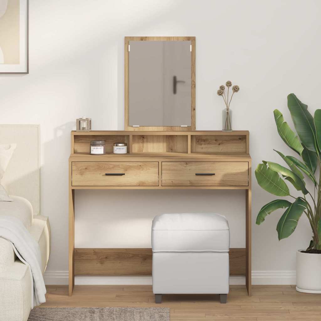 Walplus 2 Drawer Dressing Table - Artisan Oak - 100 x 41 x 140 cm