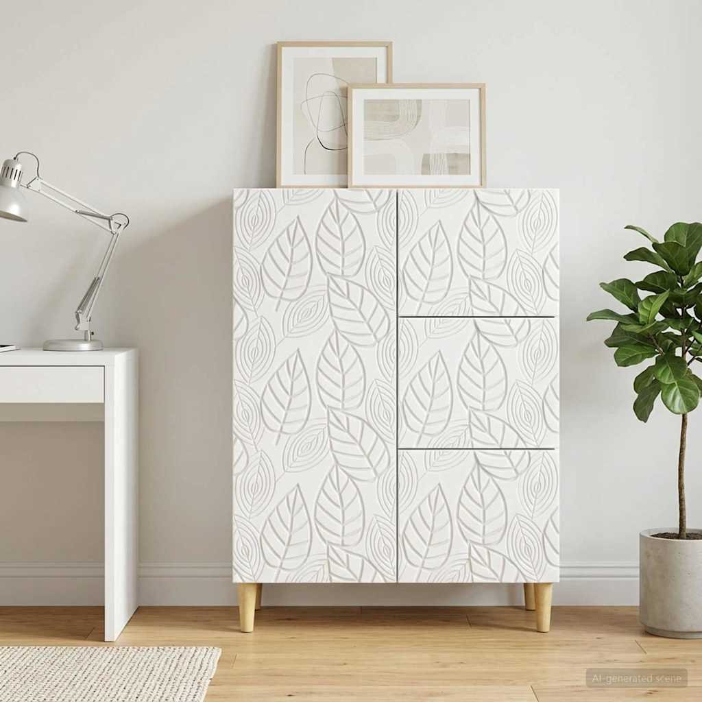 Walplus 3 Drawer Rectangular Sideboard 1 Shelf - White - 66 x 34.5 x 90 cm