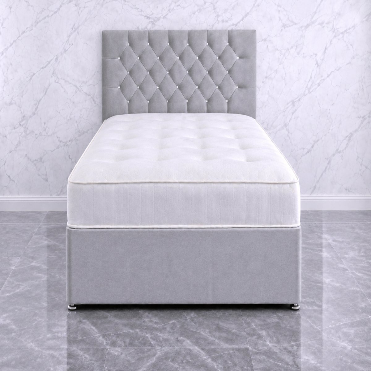 Comfy Deluxe 4ft6 Double      Velvet  Divan Bed Set -  Silver