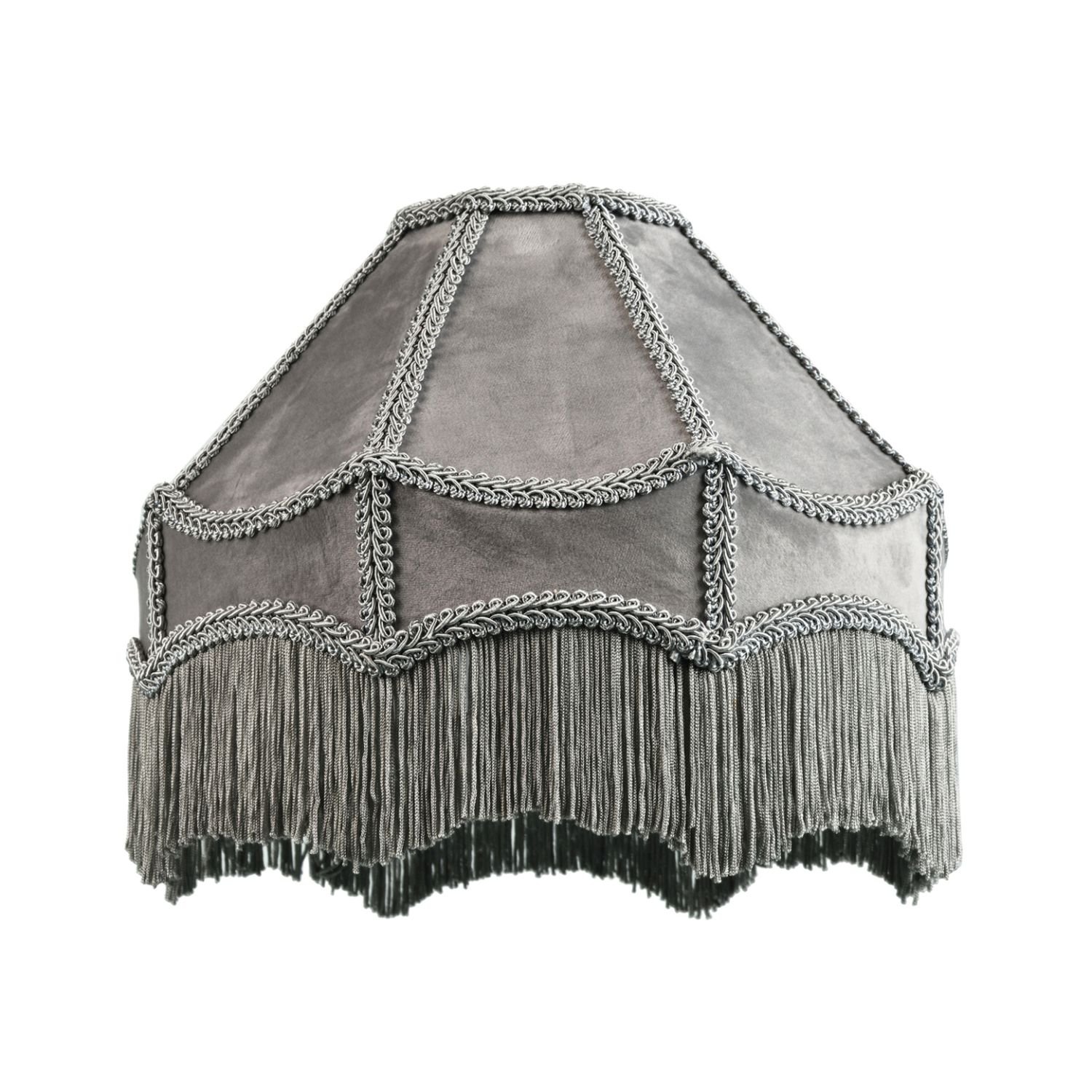 Happy Homewares Victorian Empire in Soft Dove Grey Velvet Lampshade - 30cm