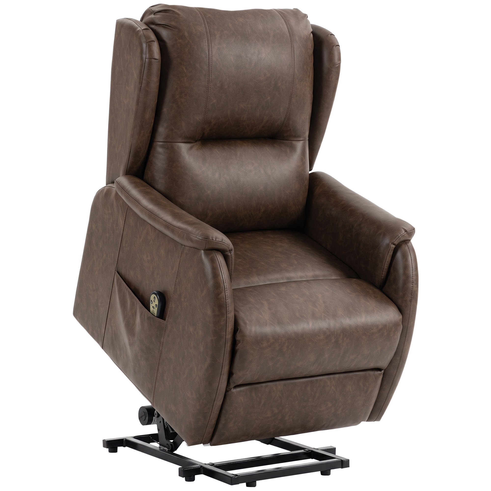 HOMCOM Dual Motor Power Lift Recliner Chair with Remote Control - Brown