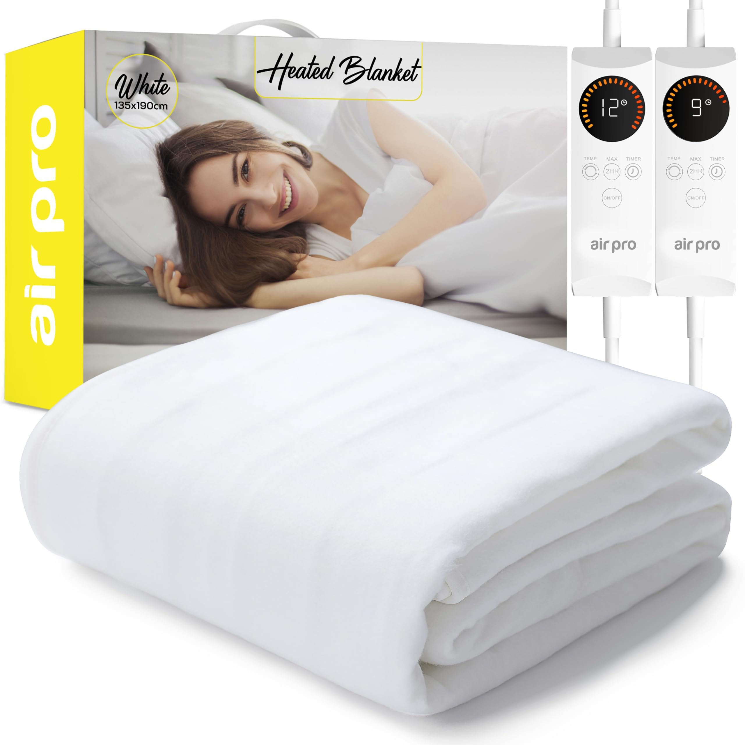 Air Pro Double Fleece Electric Blanket & Heated Mattress Cover - White