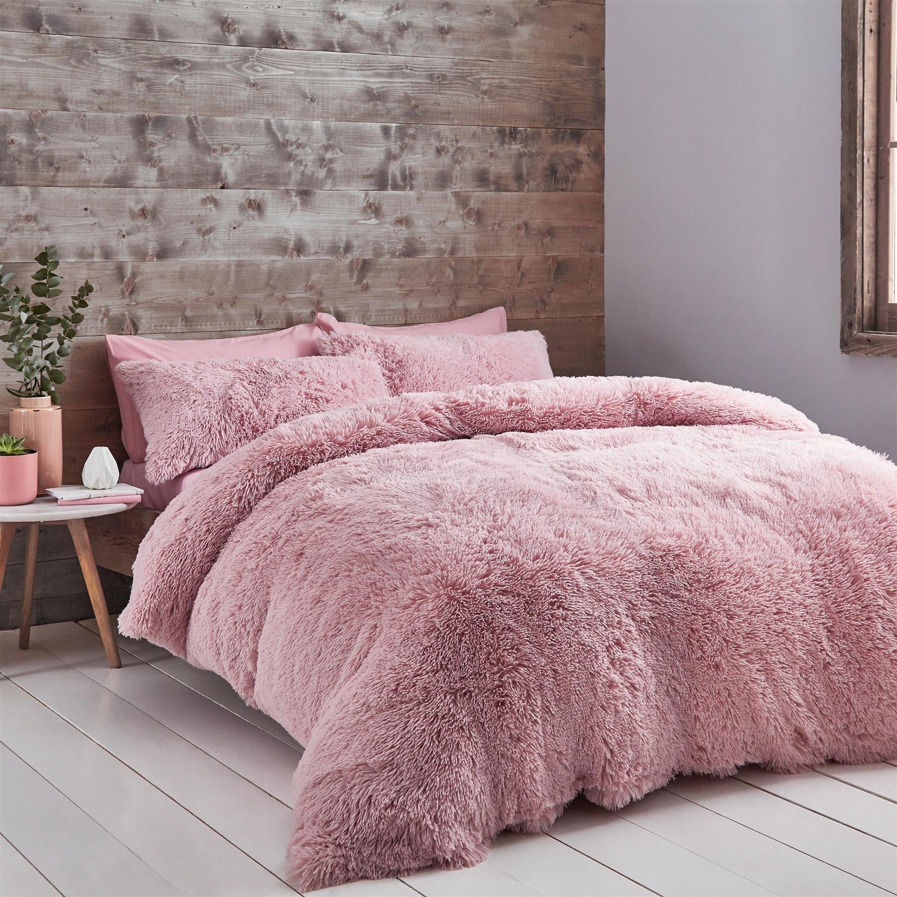 Catherine Lansfield Cuddly Duvet Cover Set - Double - Blush Pink