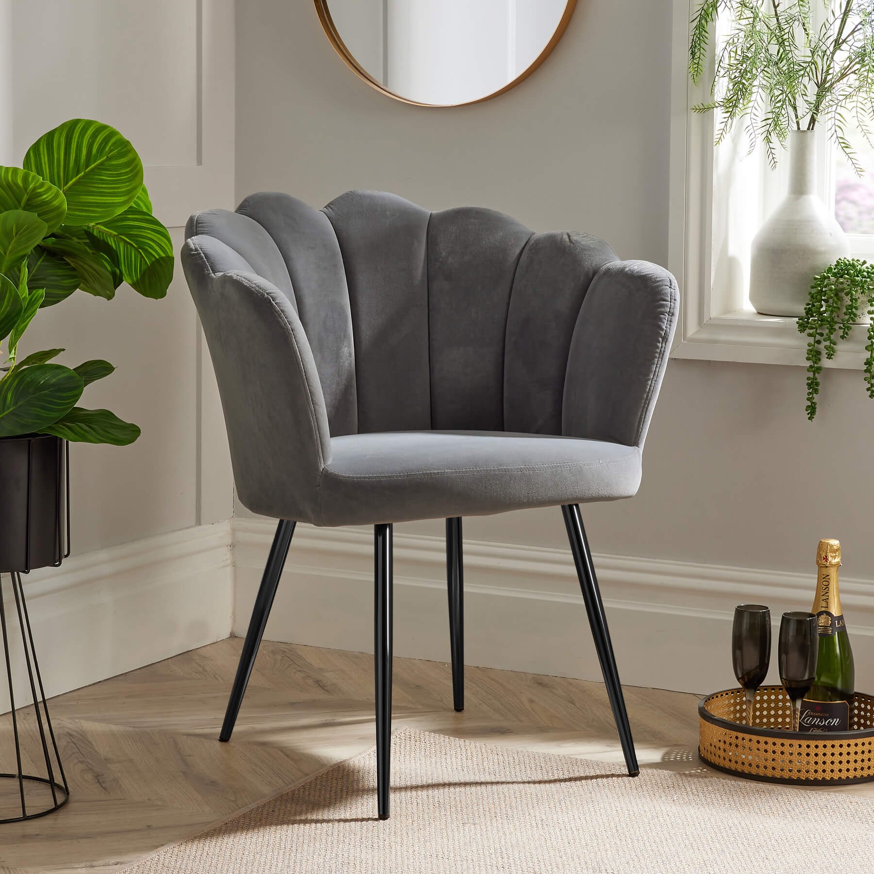 Home Source Scallop Compact Armchair - Grey