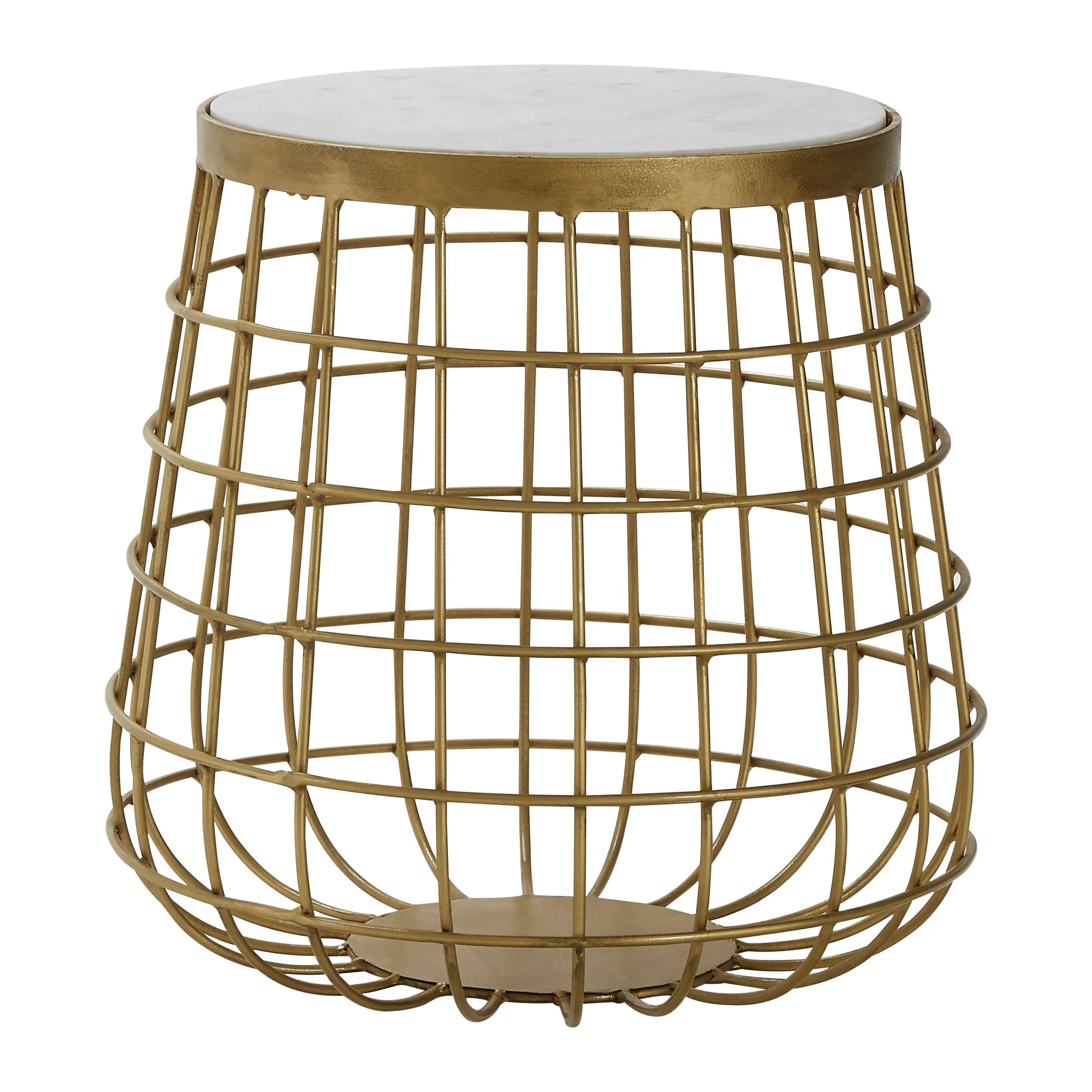 Orsina Nirav Marble Top Side Table - Gold