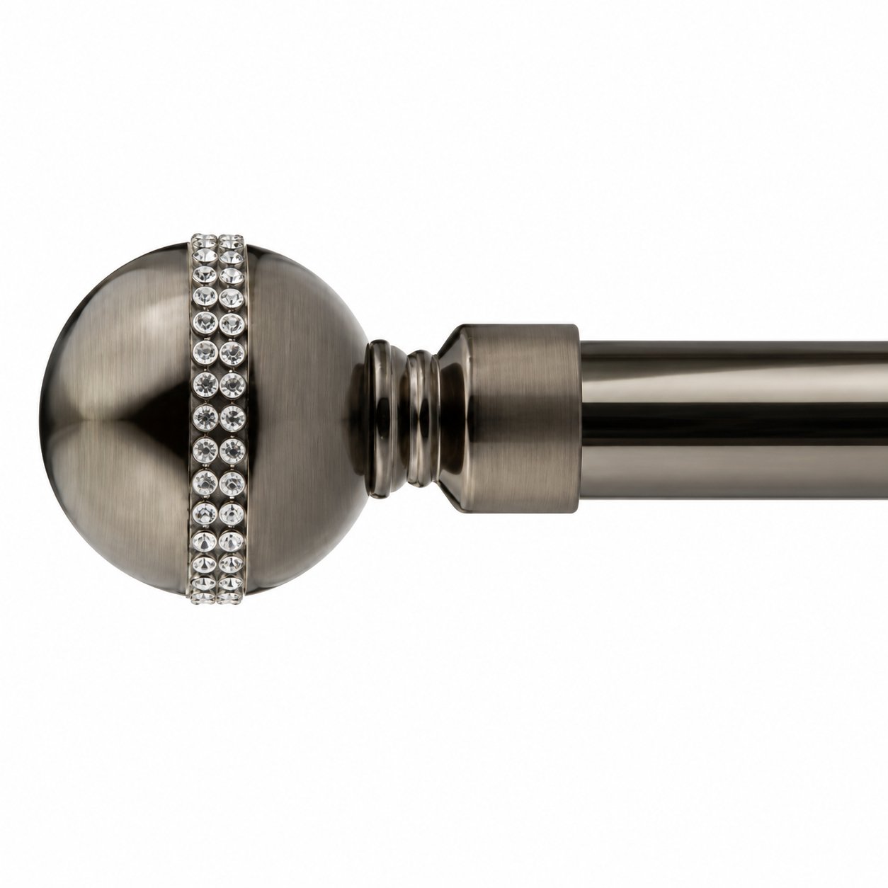 New Edge Blinds 16-19mm Black Silk Jewel Eyelet Curtain Pole - 120cm - 210cm