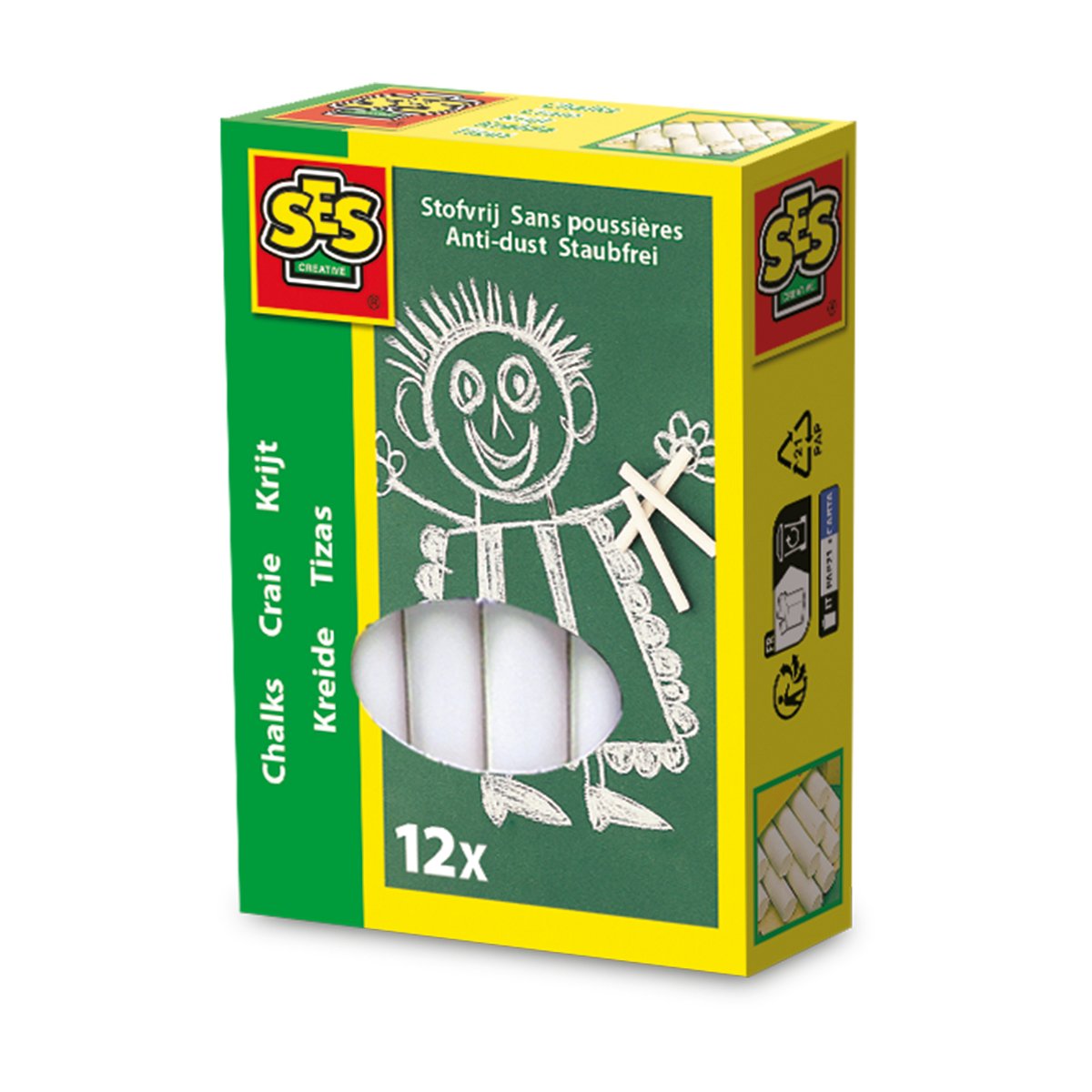 SES Creative Chalk Sticks 12 Piece Craft Set - White