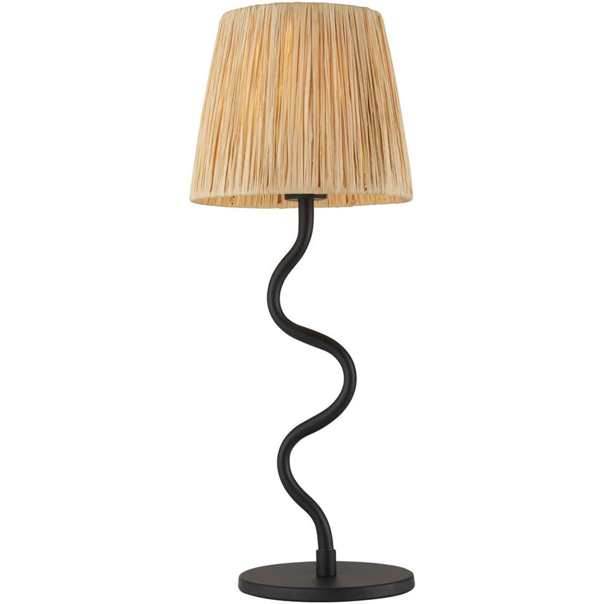 Loops Direct Metal and Rattan Table Lamp - Matt Black and Natural Raffia