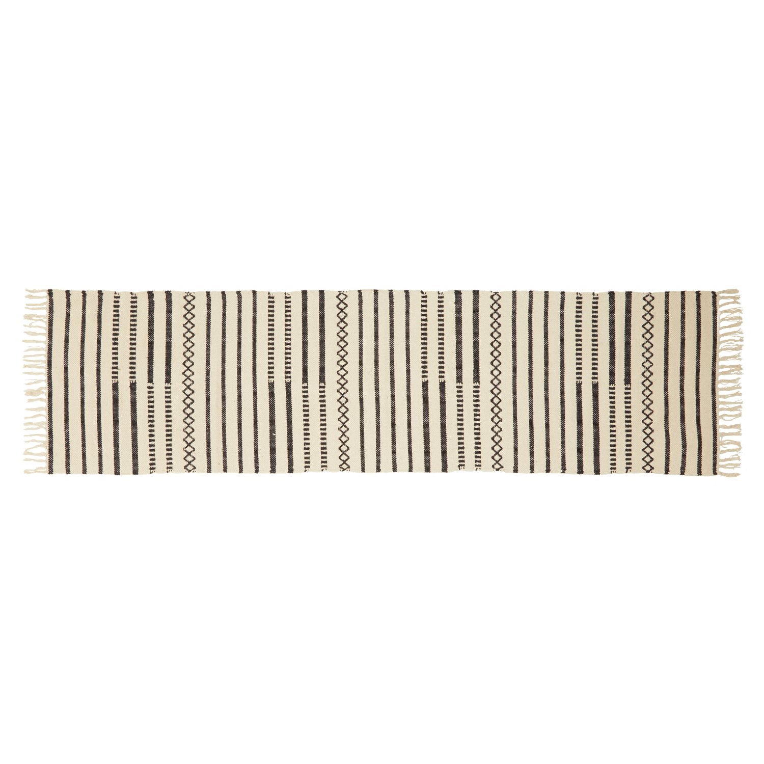 Orsina Black and White Bosie Madras Runner Rug - 66 x 240cm