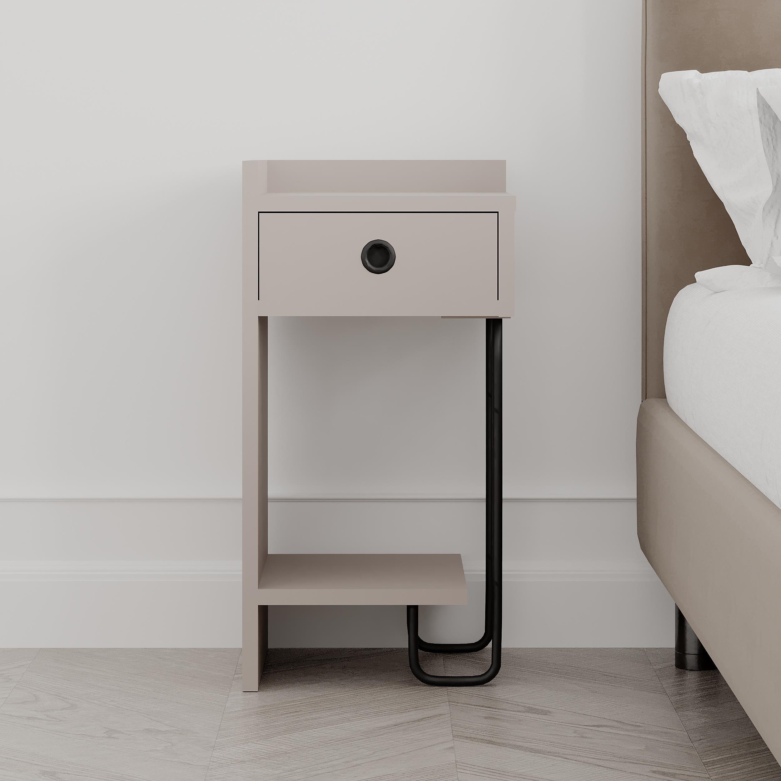 Decortie SiriusLeft Module Particleboard Bedside Table - Mocha