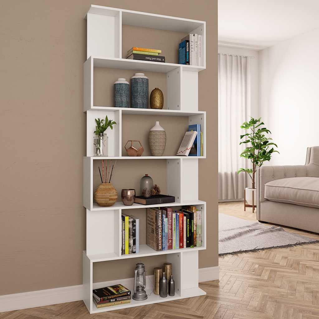 Walplus Engineered Wood Book Cabinet - White - 80 x 24 x 192 cm