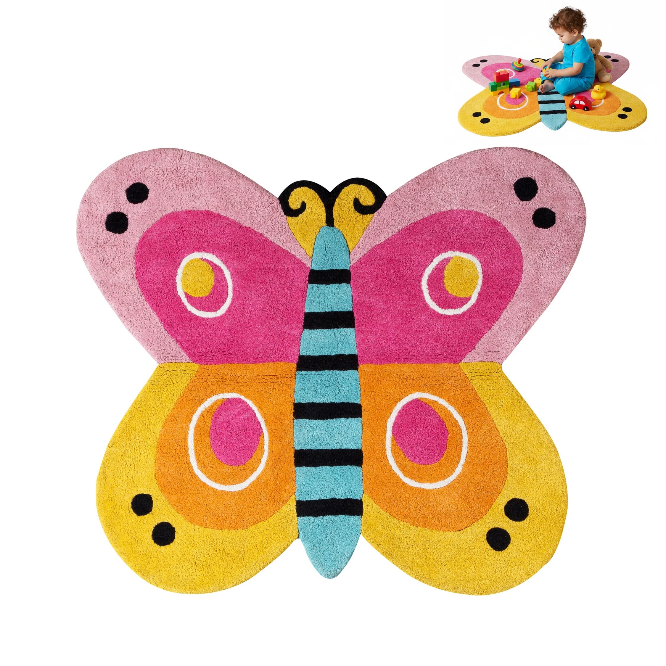 Orsina Assorted Kids Butterfly Rug - 80 x 90cm