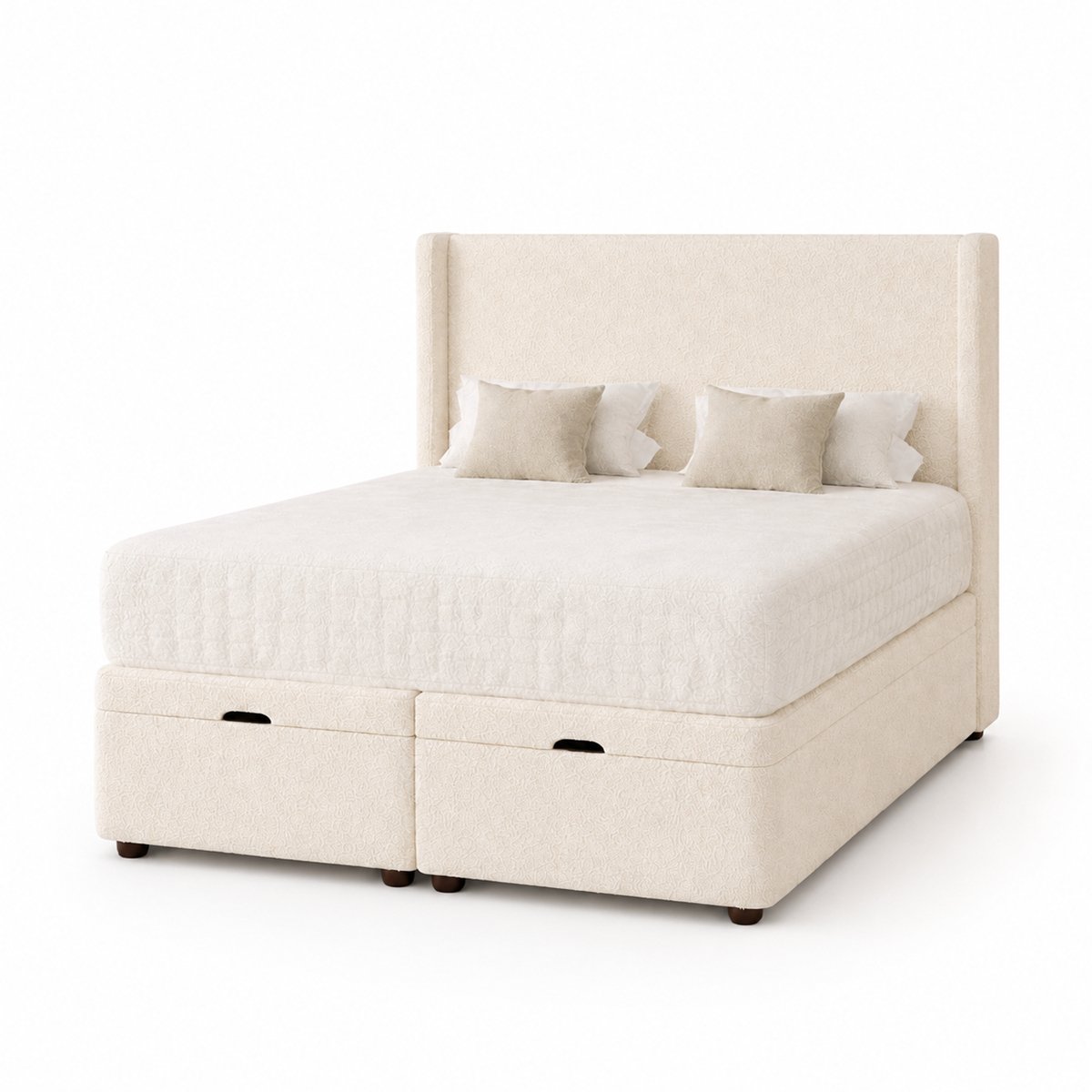Comfy Deluxe Baki 6ft Super King  Boucle End Lift Ottoman Bed Set - Cream