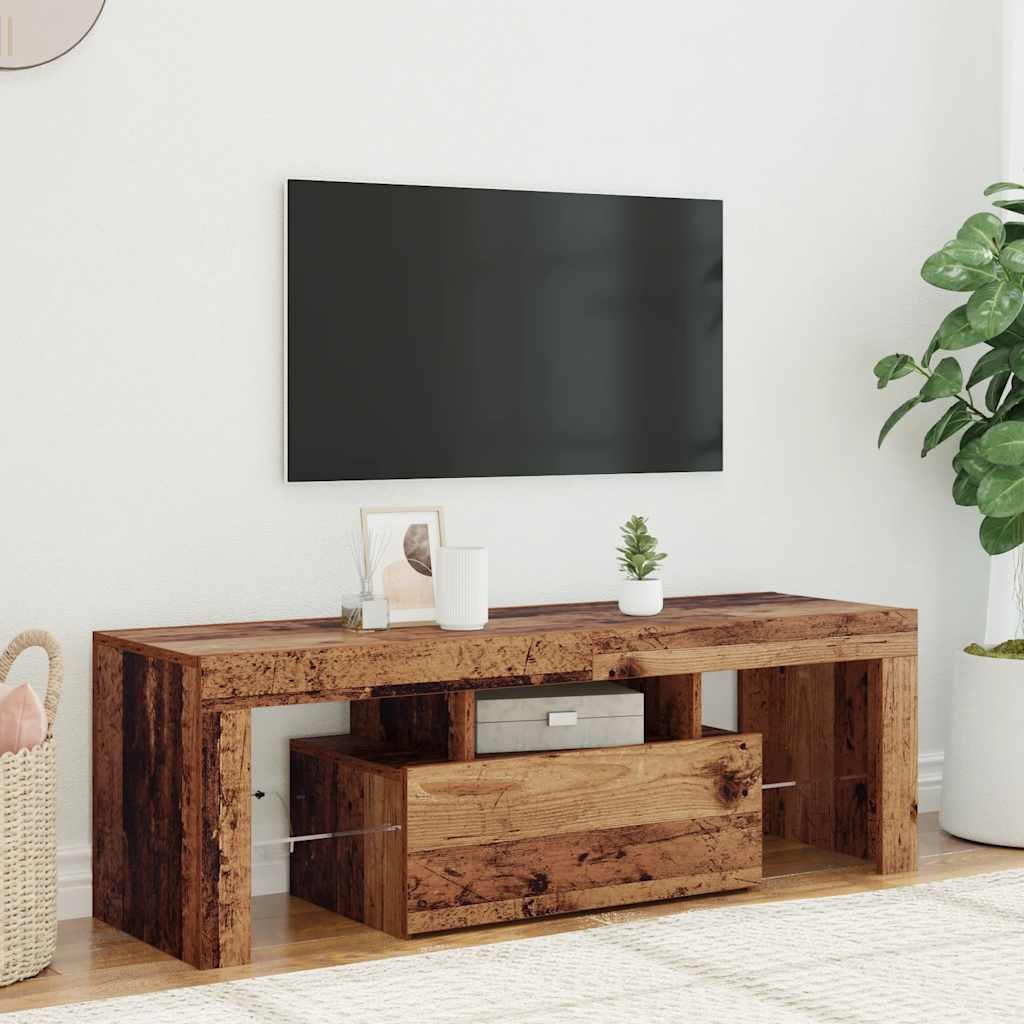 Walplus LED Engineered Wood TV Cabinet - Dark Wood - 120 x 36.5 x 40 cm