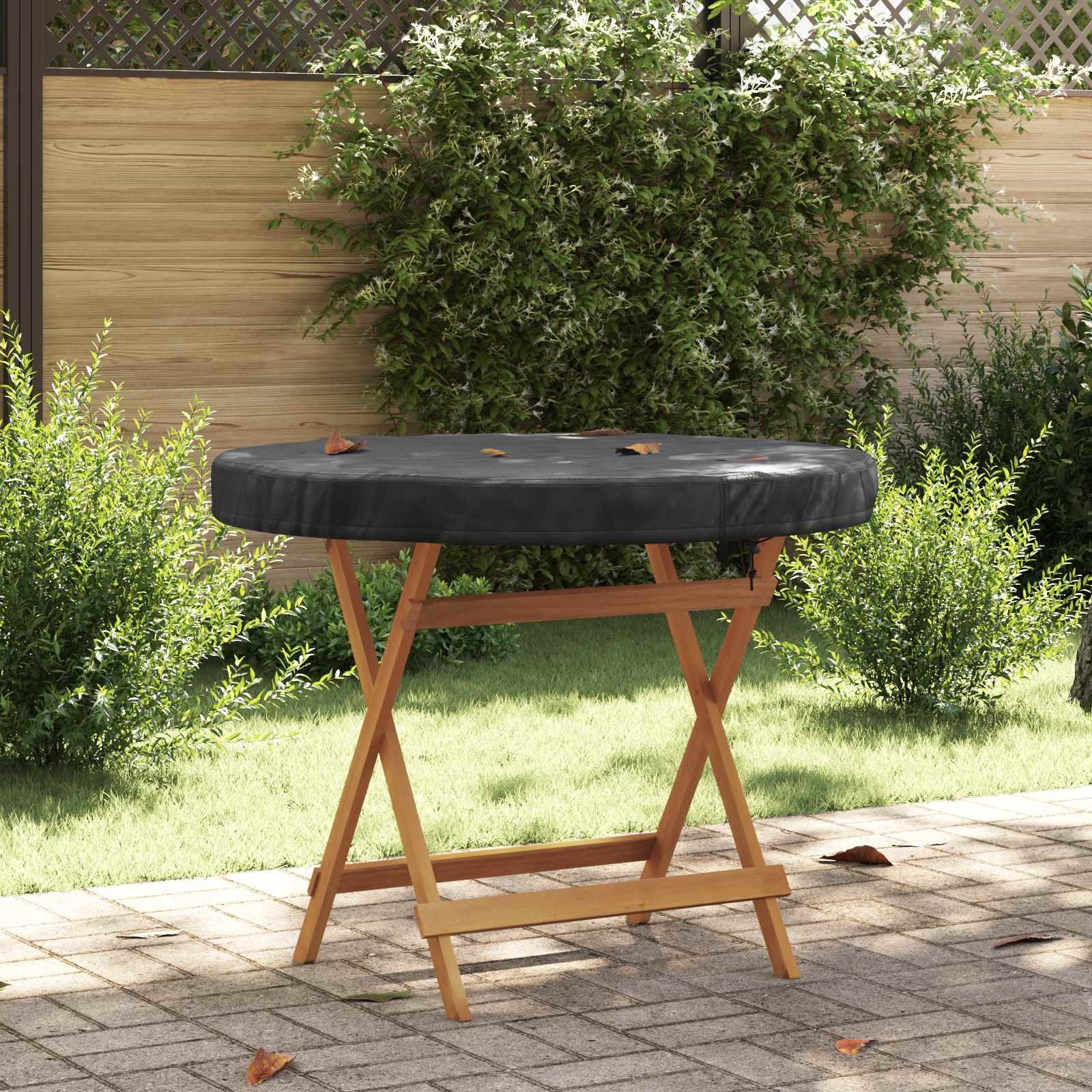 Walplus 210d Oxford Fabric Round Outdoor Table Cover - Black - 112 x 112 x 10 cm
