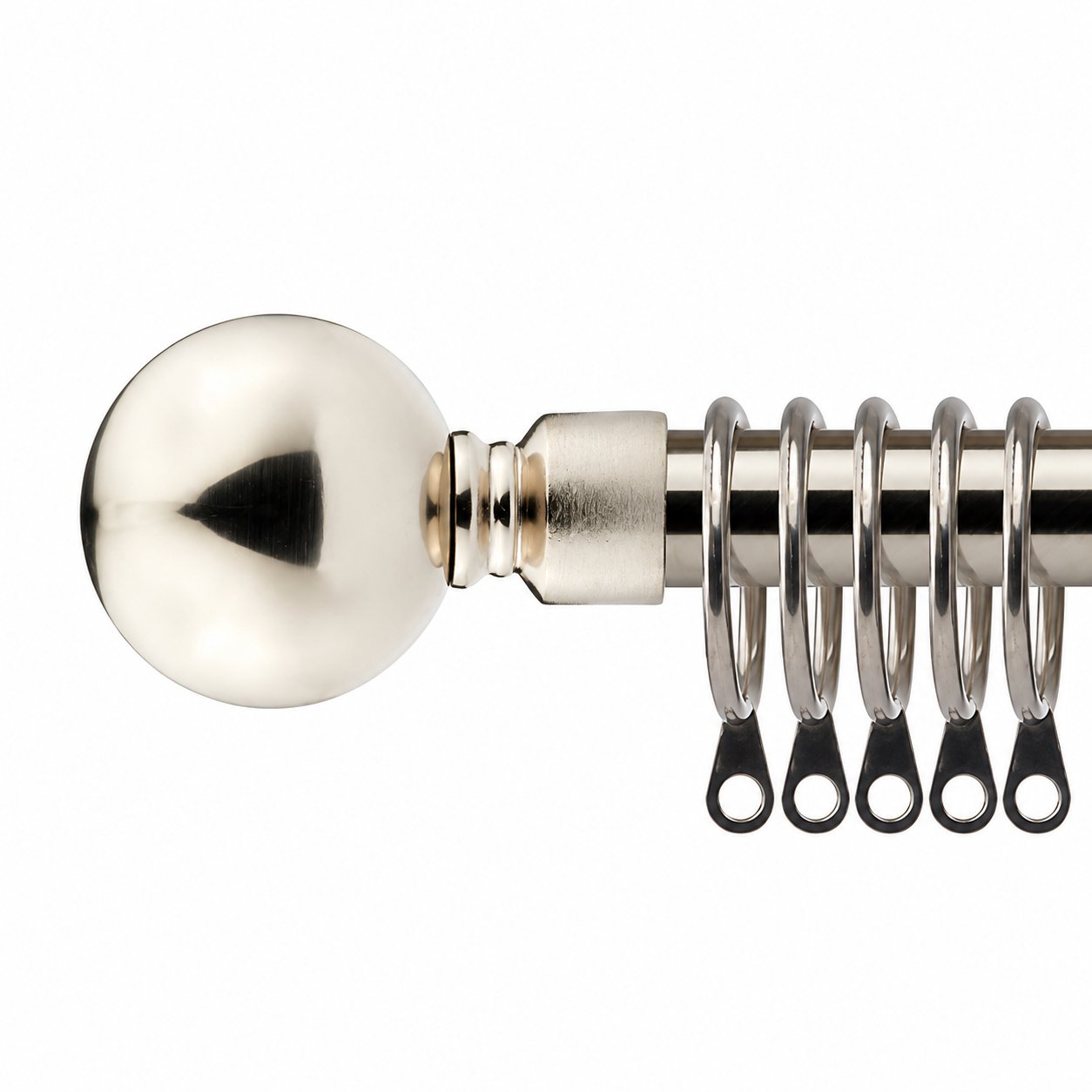 New Edge Blinds 16-19mm Silver Ball Extendable Curtain Pole - 120cm - 210cm