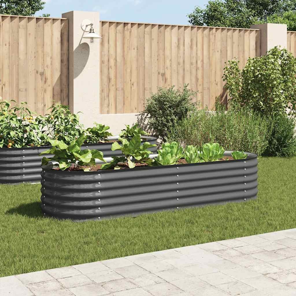 Walplus Galvanised Steel Raised Garden Bed - Grey - 240 x 80 x 44 cm