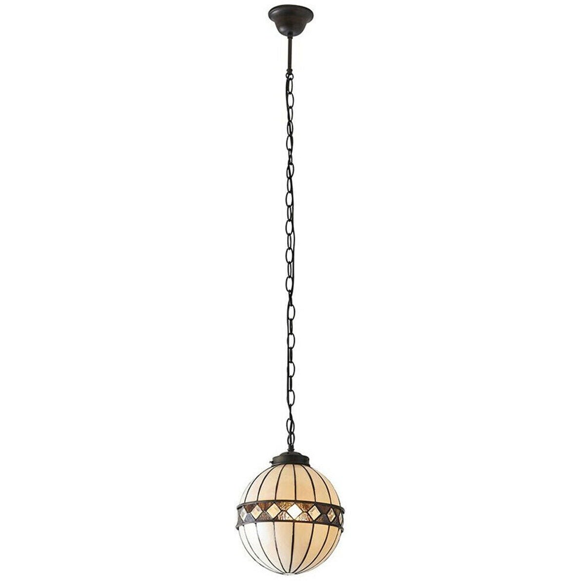 Loops Direct Tiffany Glass and Steel Pendant Light - Bronze and Natural