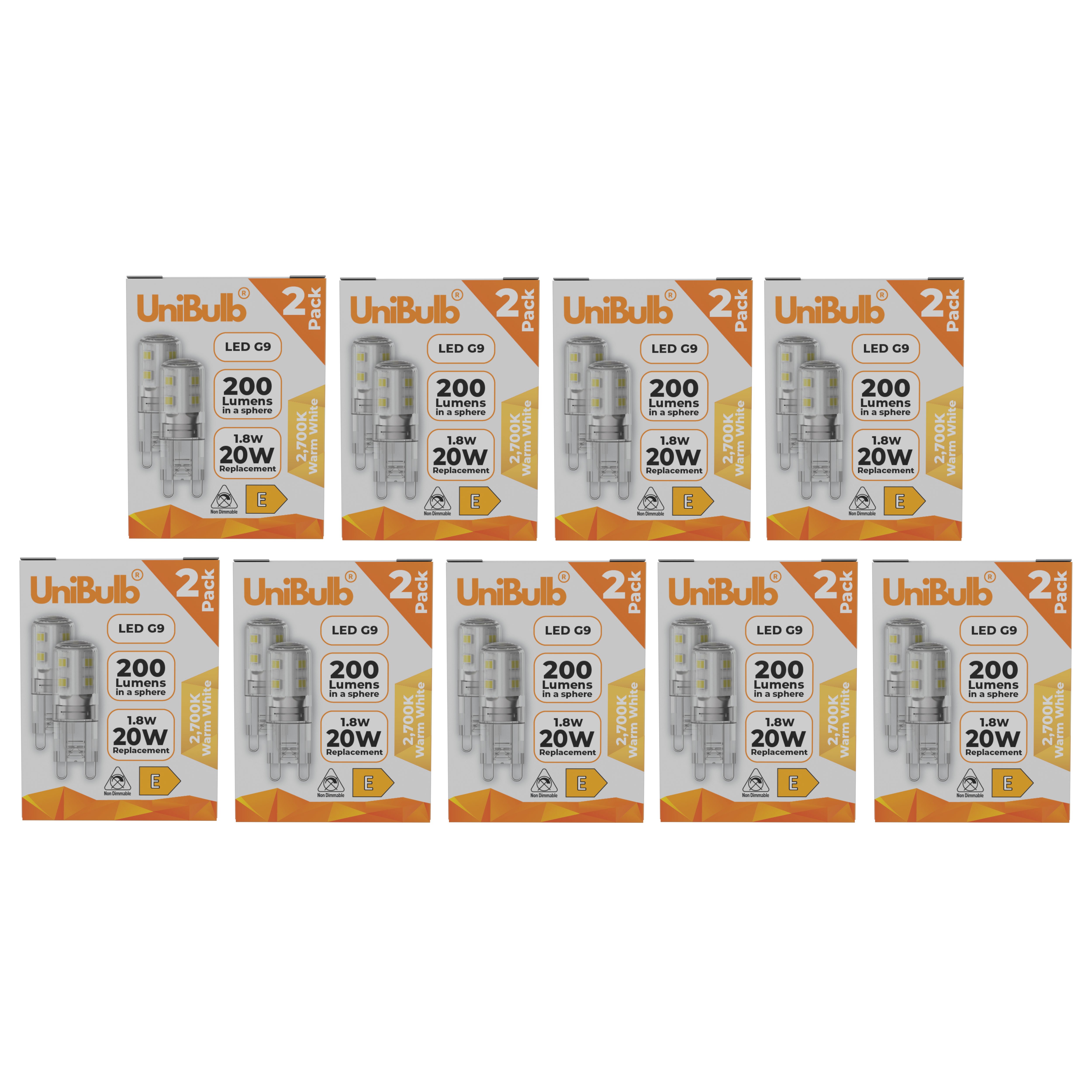 UniBulb 1.8W LED Warm White Capsule G9 Light Bulb - Pack of 18