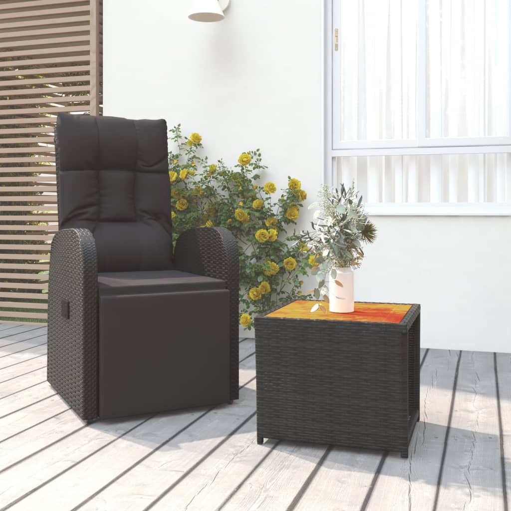 Walplus 2 Piece Poly Rattan Garden Lounge Set - Black - 57 x 69 x 106 cm