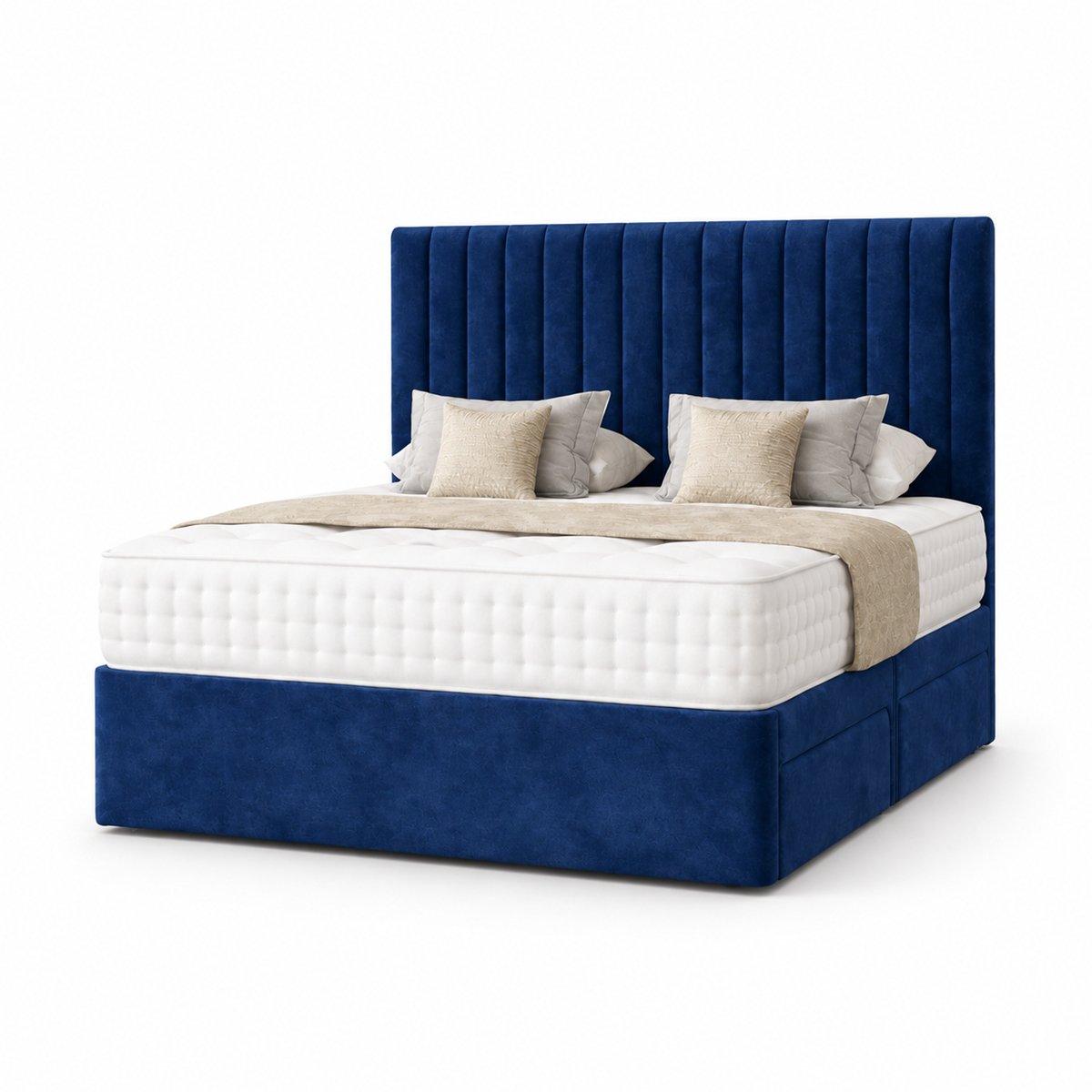 Comfy Deluxe 6ft Super King     Suede  Divan Bed Set -  Blue