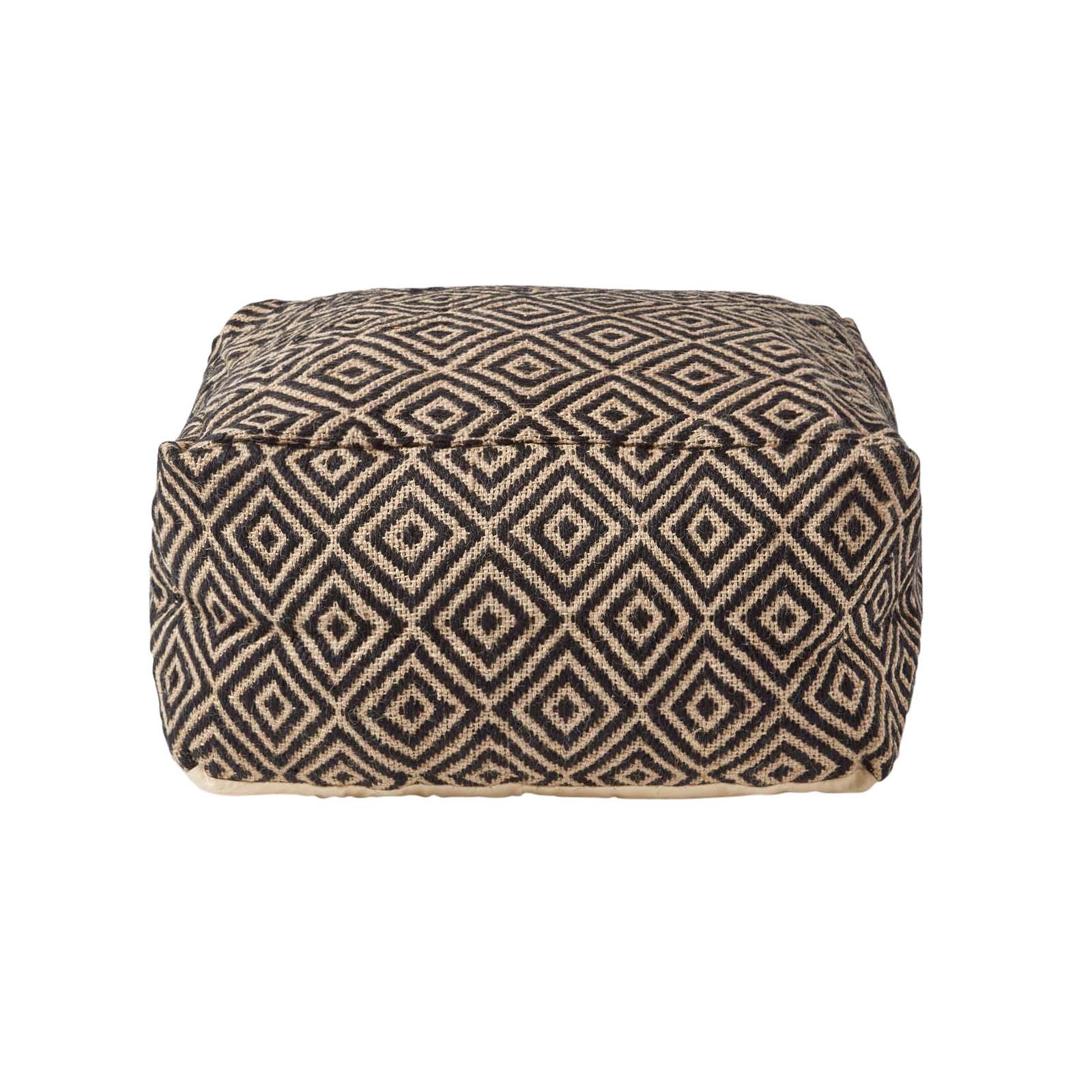 Homescapes Aztec Cotton Bean Cube Footstool – Black and Cream