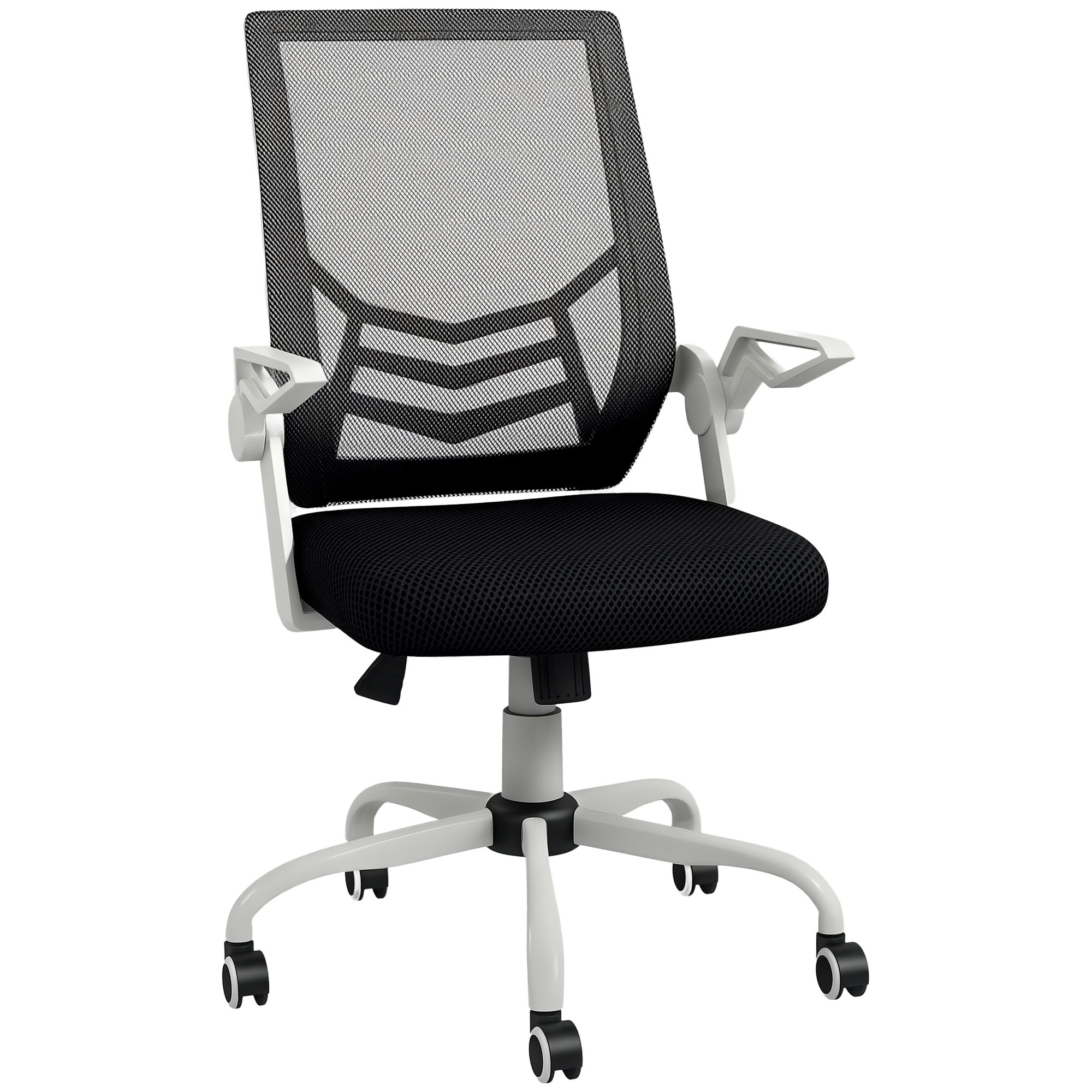 Vinsetto Flip up Armrest Mid Back Office Chair - Black and White