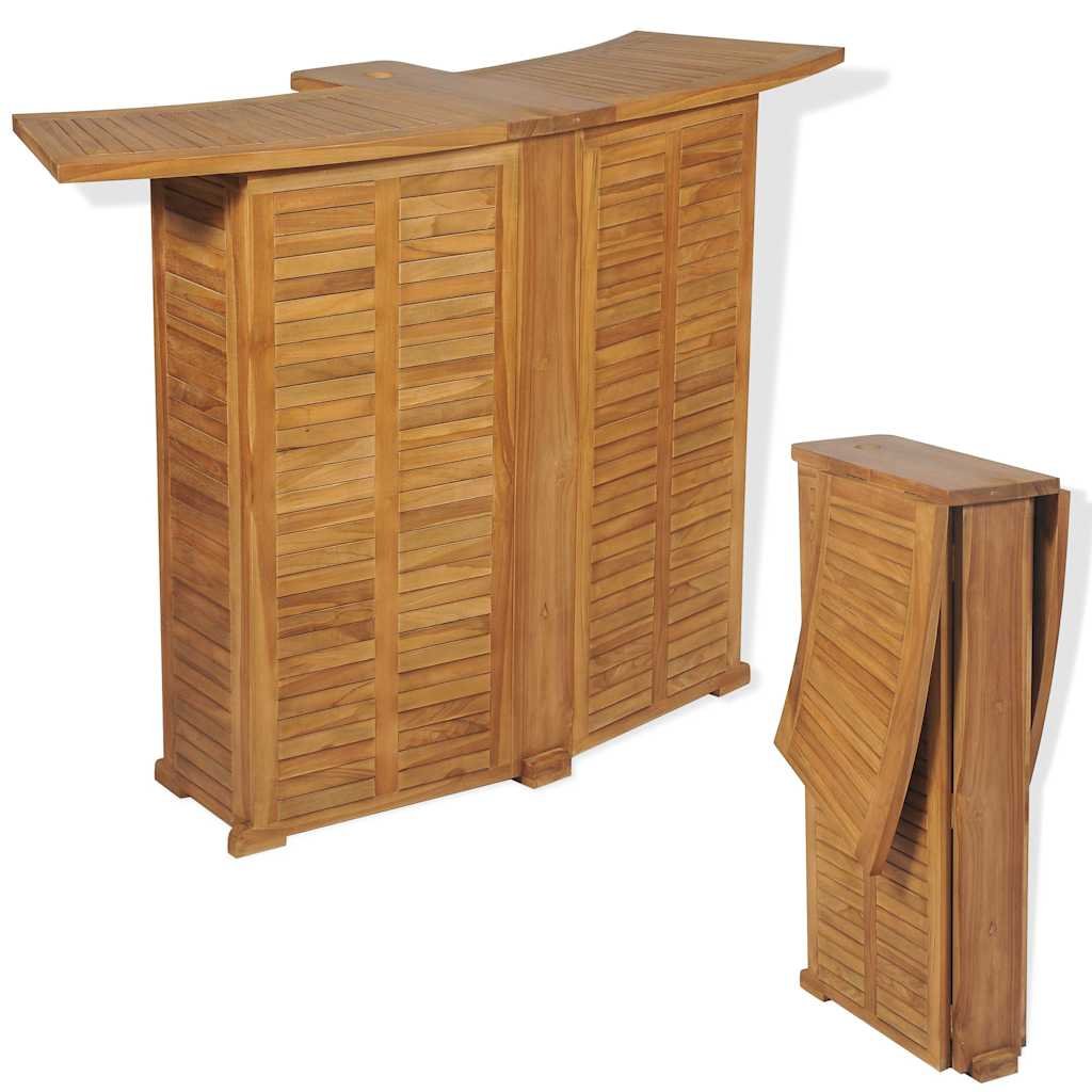 Walplus Solid Teak Wood Folding Bar Table - Brown - 155 x 53 x 105 cm