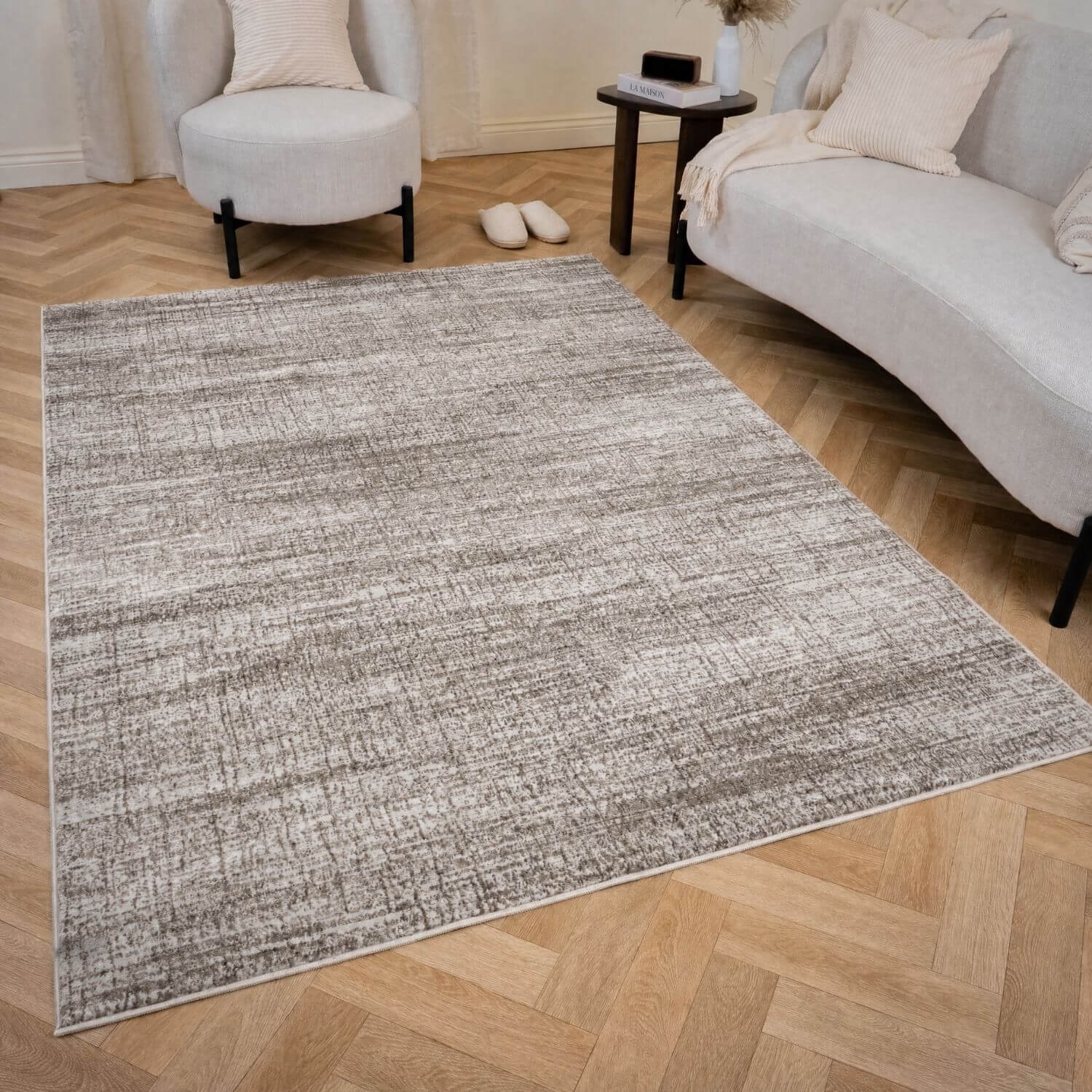 The Rugs Brown Cream Montana Abstract Rug - 80 x 150cm
