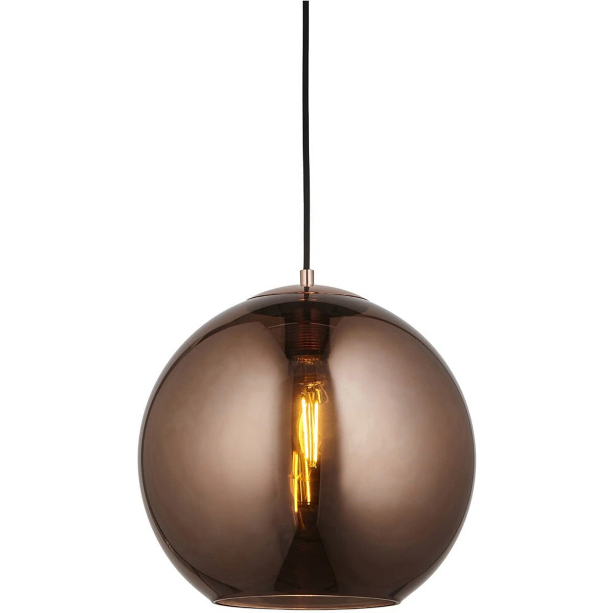 Loops Direct 30cm Diameter Pendant Light - Copper Mirrored Glass and Black