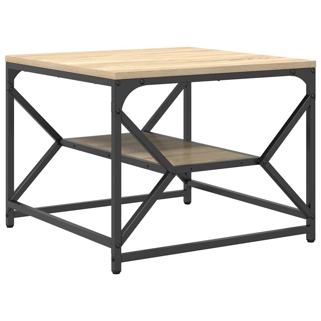 Walplus Engineered Wood and Steel Coffee Table - Light Oak - 51 x 50 x 40 cm