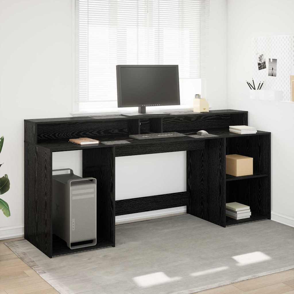 Walplus Drawer Engineered Wood Desk - Black Ash - 200 x 55 x 91 cm