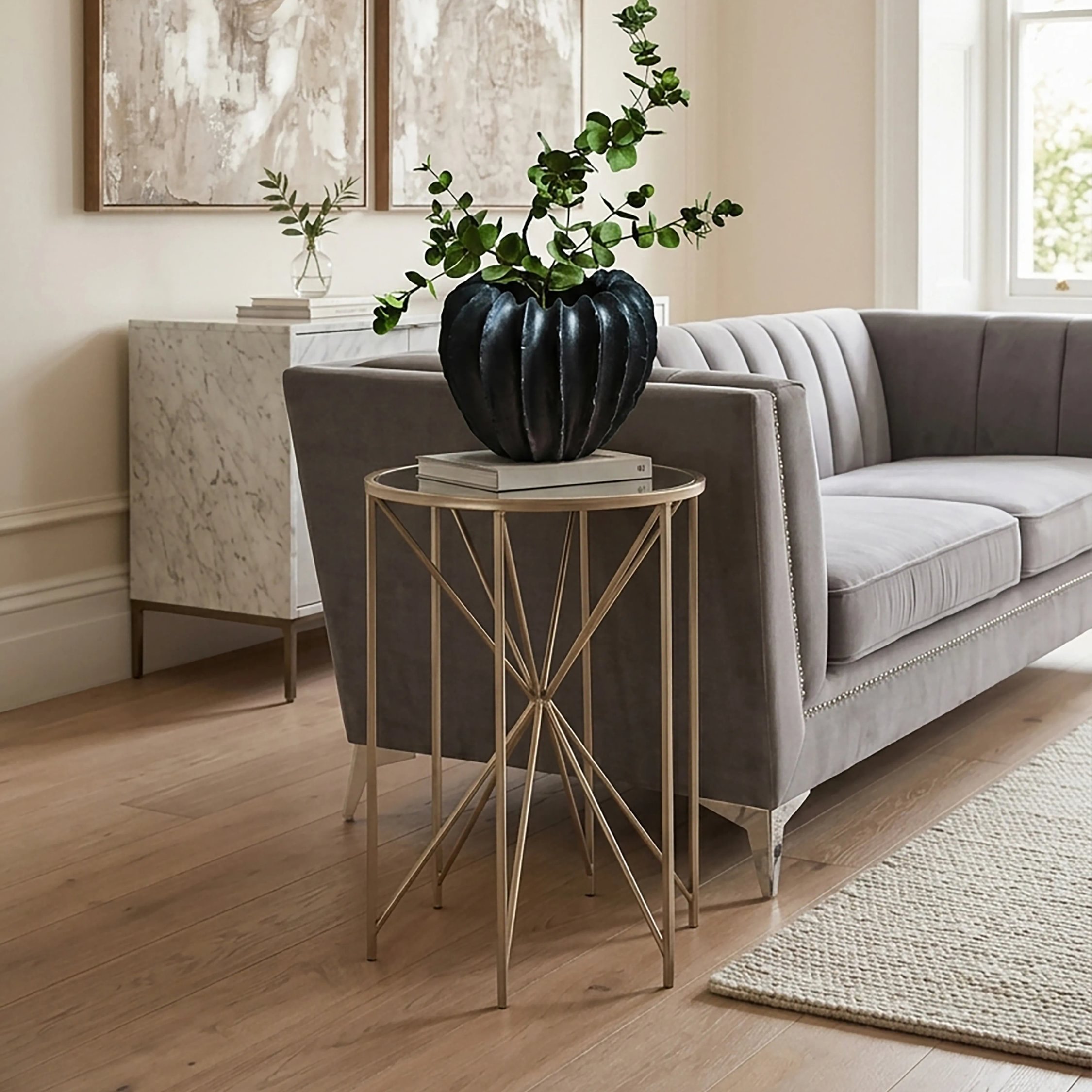 Orsina Arcana Mirrored Side Table - Gold