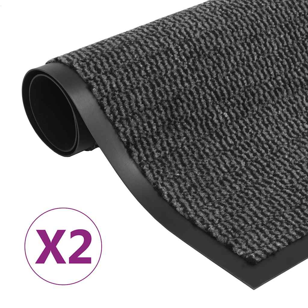 Walplus Pack of 2 Tufted Fabric Doormat - Anthracite - 60 x 90 cm