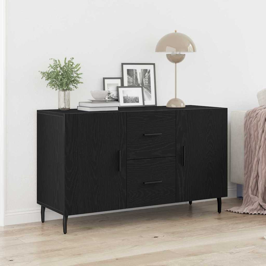 Walplus Engineered Wood Sideboard - Black Oak - 100 x 36 x 60 cm