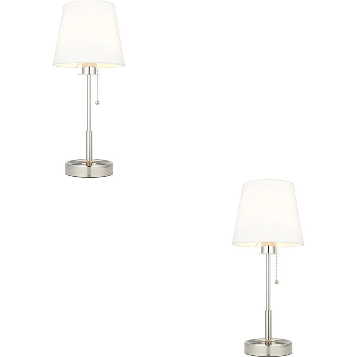 Loops Direct Pack of 2 LED E27 Metal Table Lamp - Bright Nickel