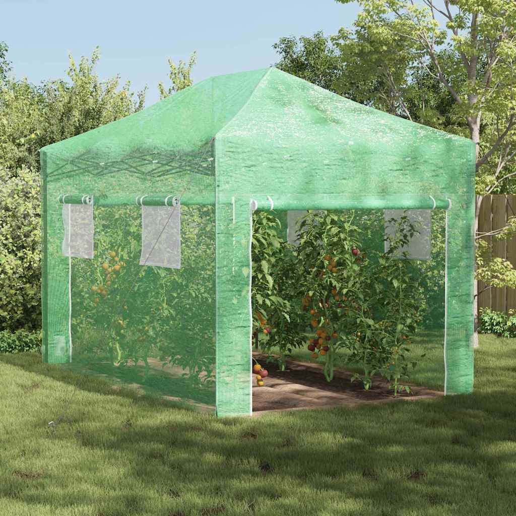 Walplus Iron Greenhouse with Pop-up Frame - Green - 280 x 410 x 315 cm