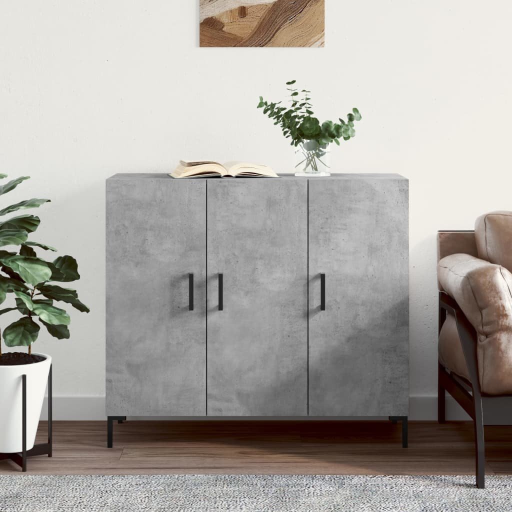 Walplus Engineered Wood Buffet Sideboard - Concrete Grey - 90 x 34 x 80 cm