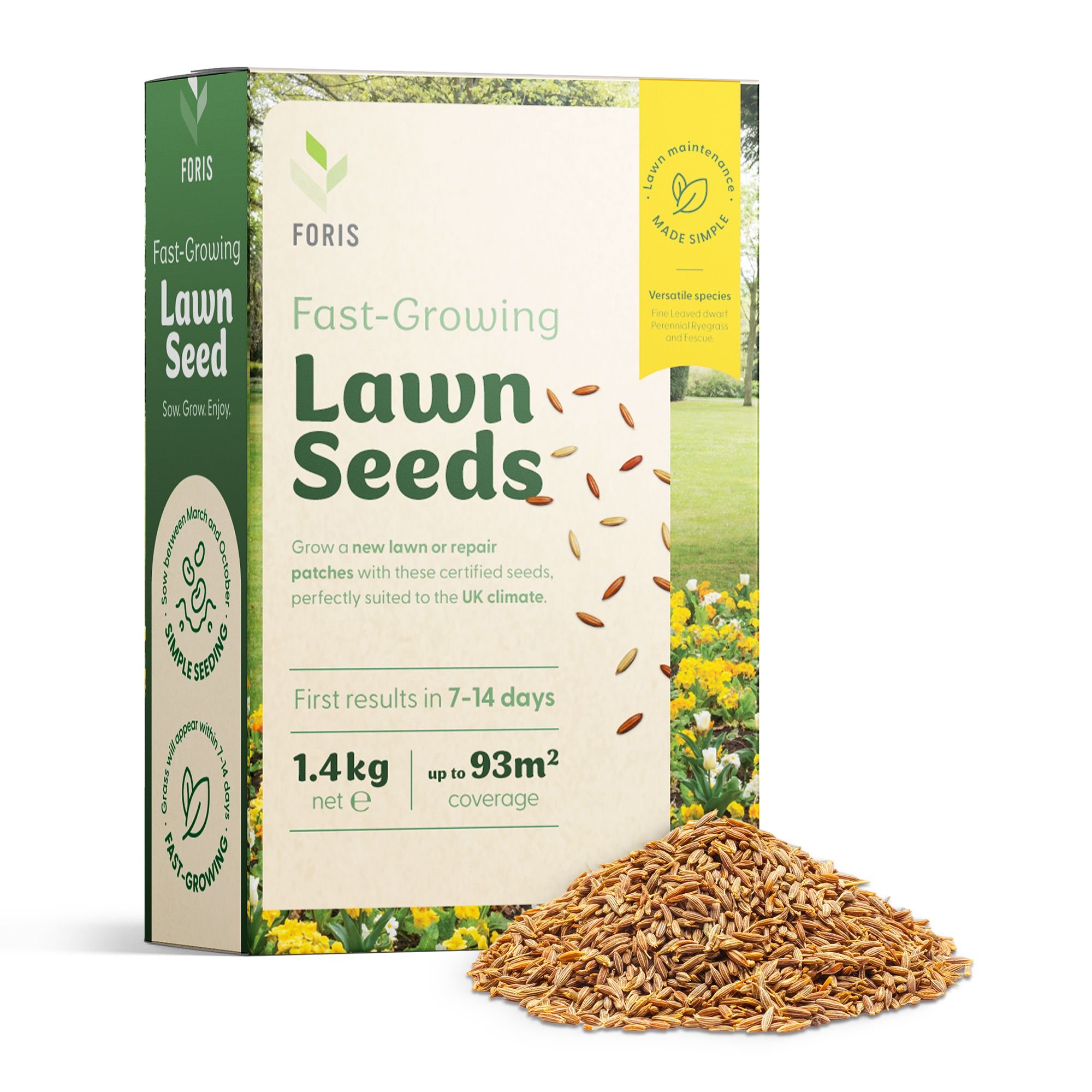 Foris Fast Growing Hard Wearing Lawn Seed - 1.4kg