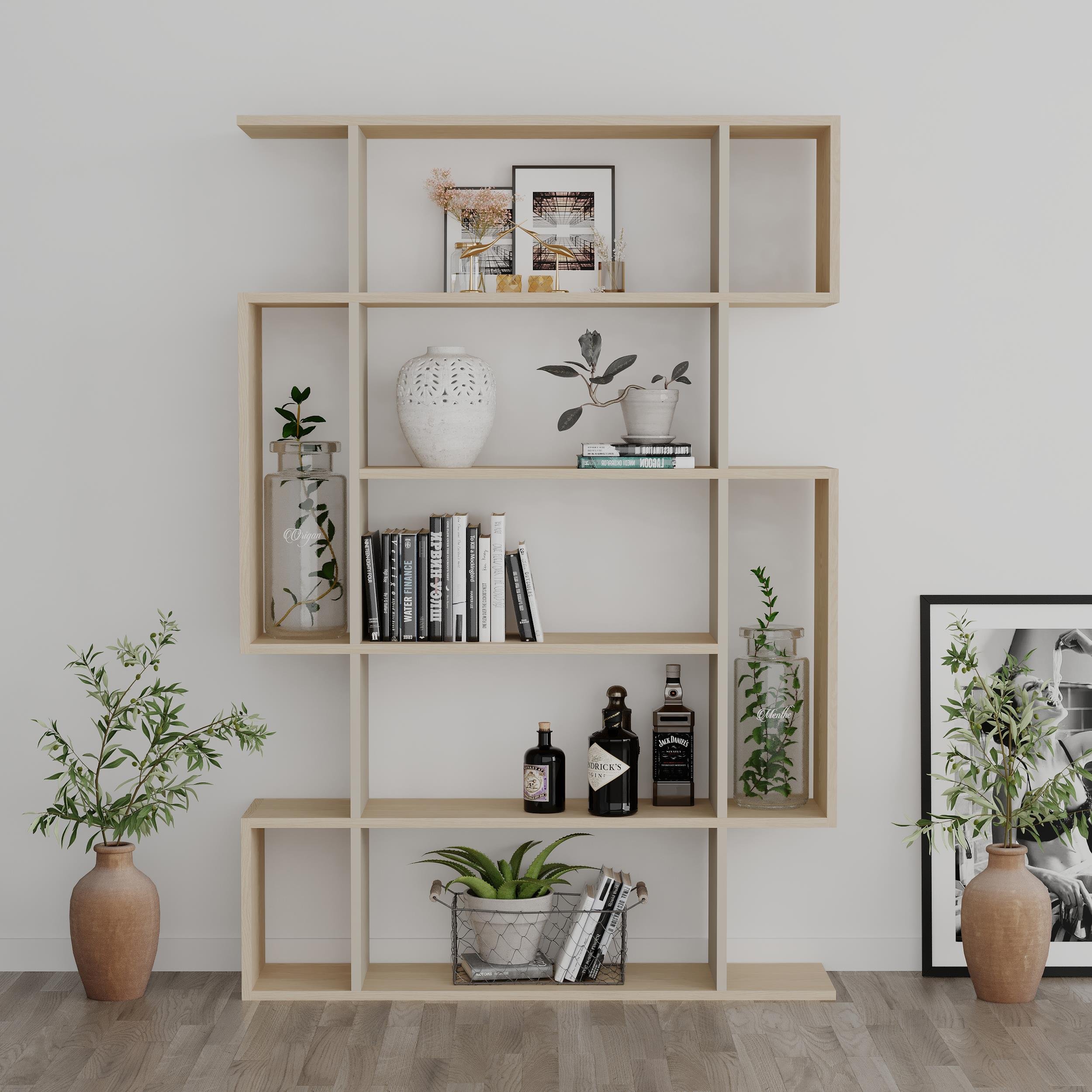 Decortie Mito Particleboard Bookcase - Sonoma Oak, Sandstone