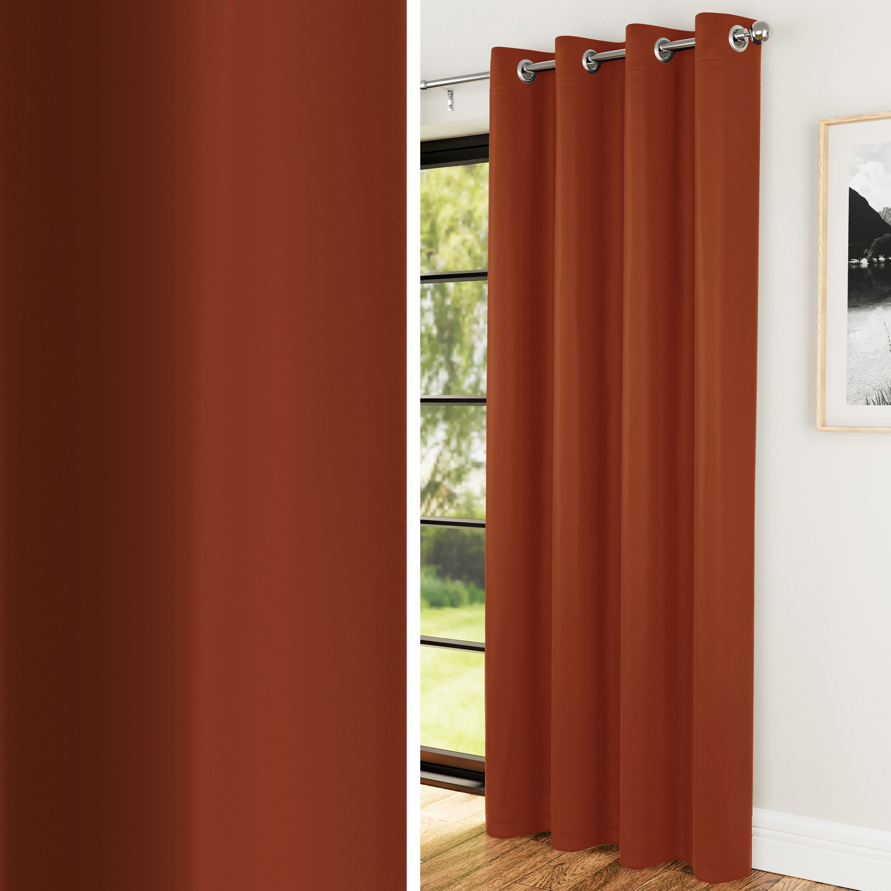 Enhanced Living Nightfall Eyelet Single Door Curtain 168x214cm - Orange