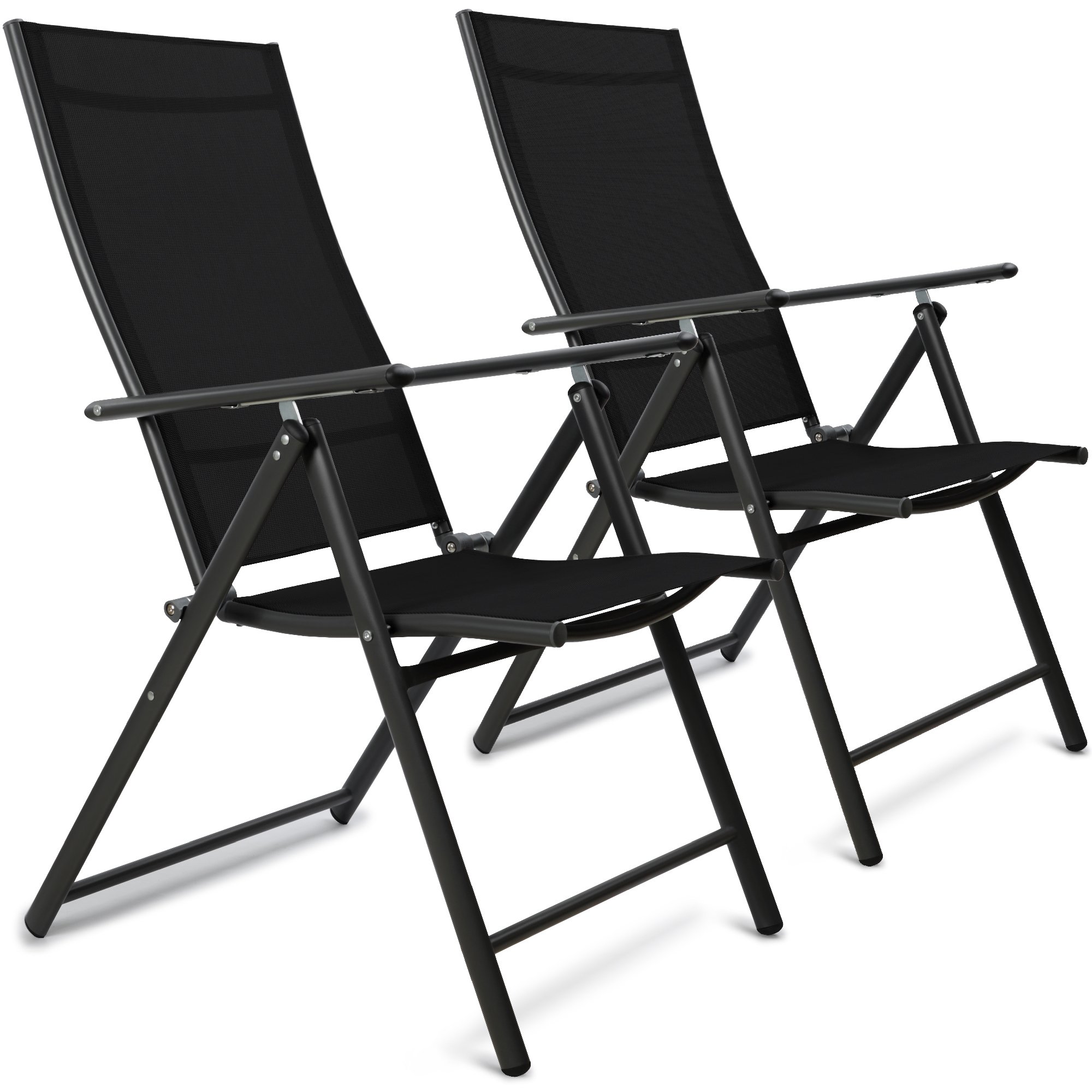 SUNMER Set of 2 Reclining Folding Garden Chairs - Black