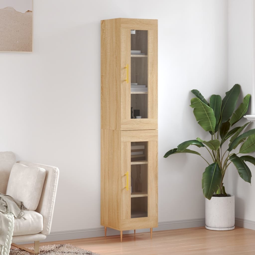 Walplus Engineered Wood Tall Sideboard - Sonoma Oak - 34.5 x 34 x 180 cm