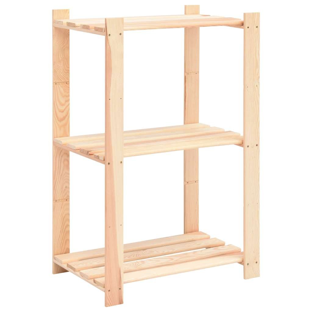 Walplus 3 Tier Solid Pine Bookcase - Brown - 60 x 38 x 90 cm