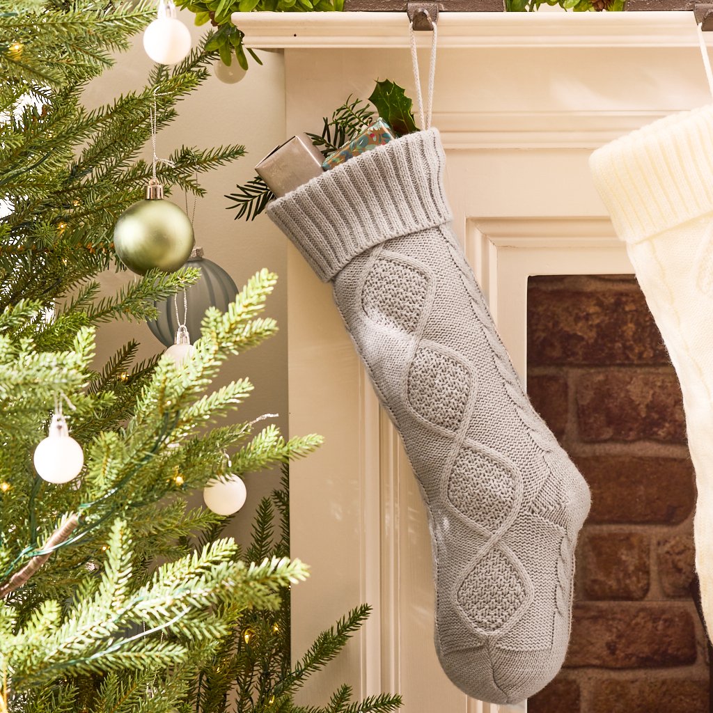 Dibor Fabric Christmas Stocking - Grey