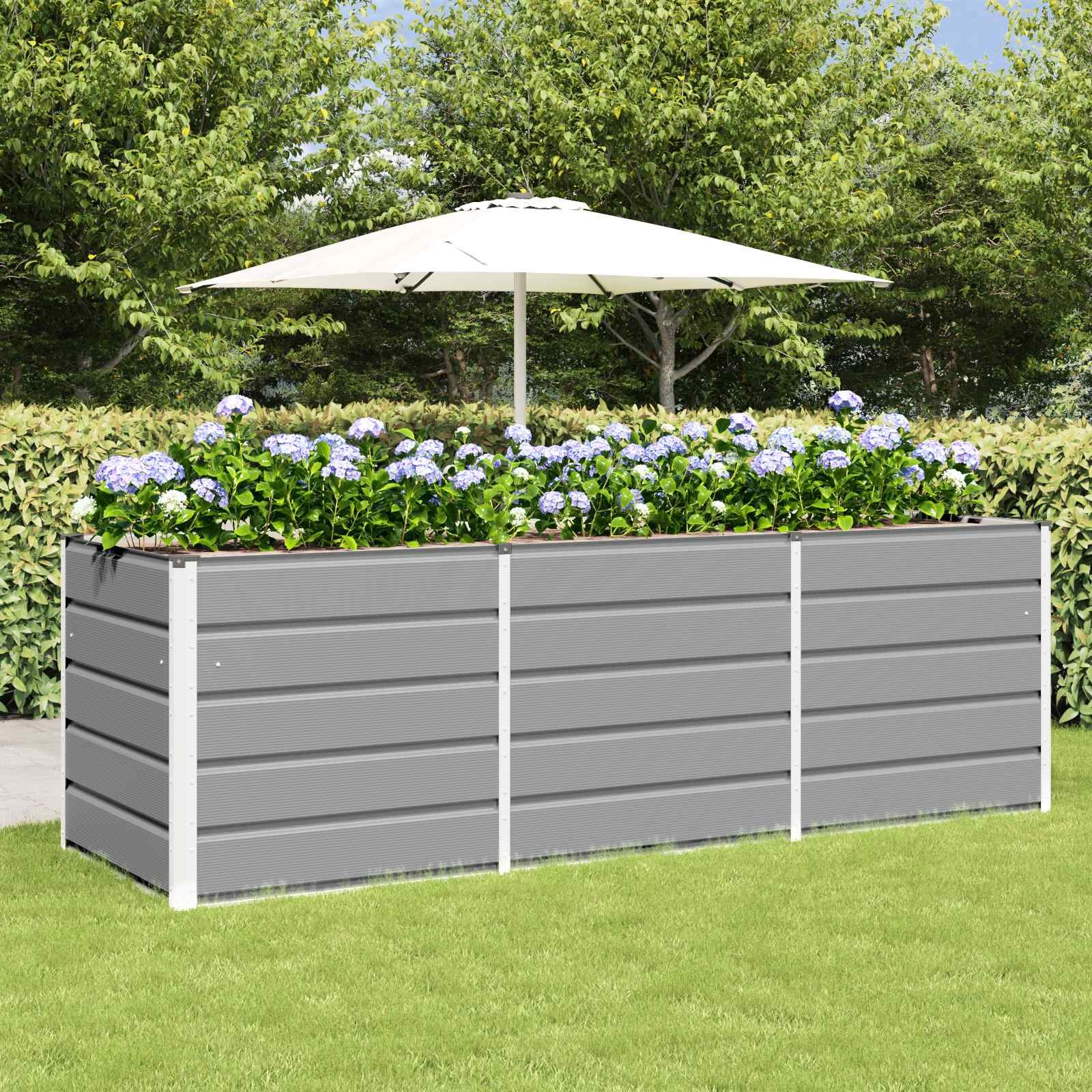Walplus Steel Garden Planter - Light Grey - 240 x 80 x 75 cm
